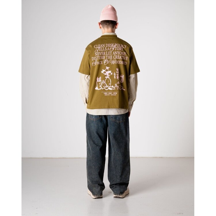 Woodbird Baine Space T-Shirt 'Dark Green'