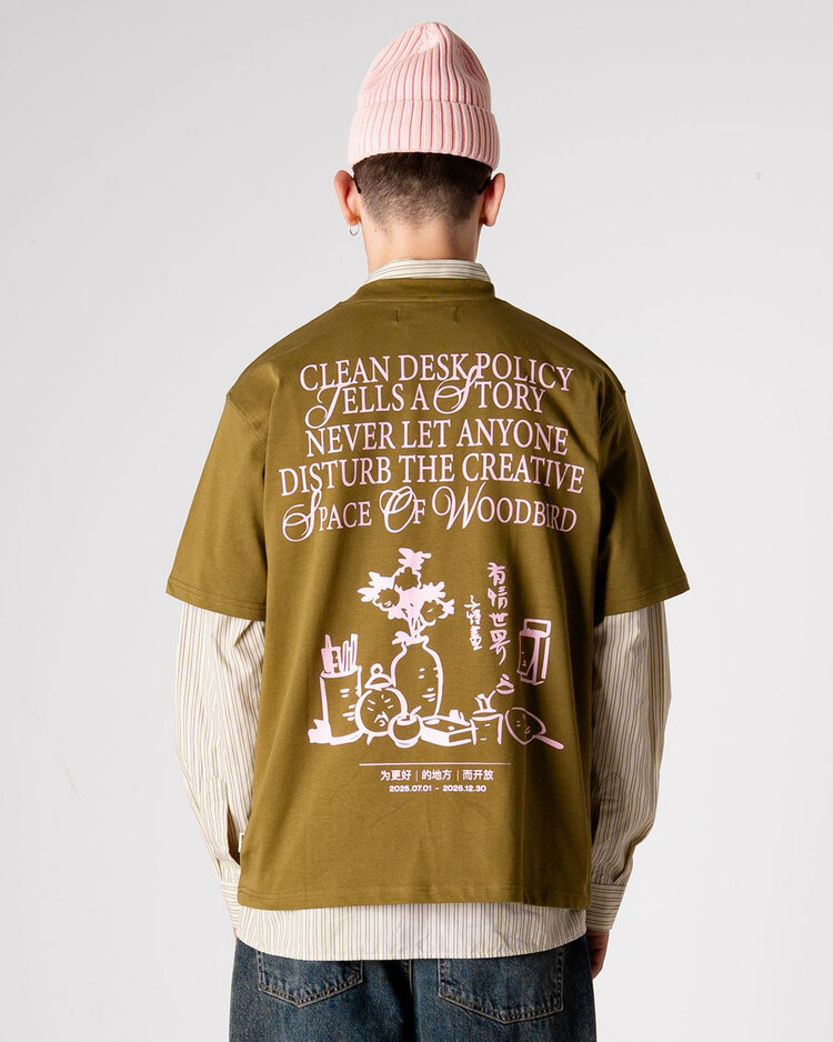 Woodbird Baine Space T-Shirt 'Dark Green'