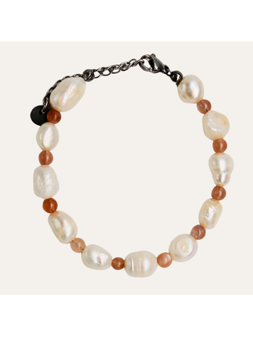 Monochromatic Moonstone Silver Pearl Bracelet 'Orange'
