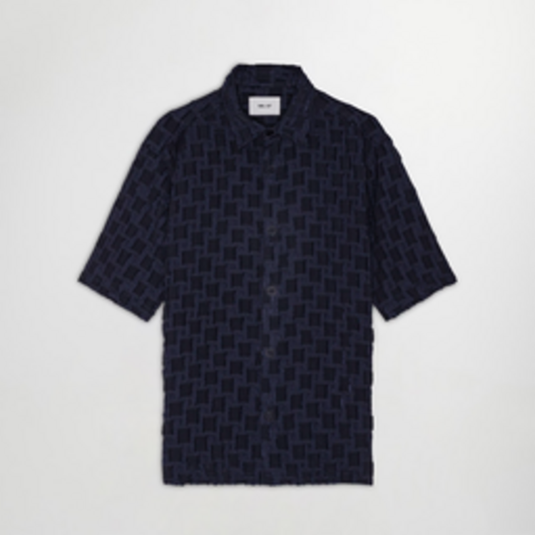 No Nationality 07 Freddy 5025 Fil-Coupé Jacquard Shirt 'Navy Blue'