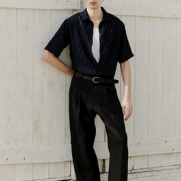 No Nationality 07 Freddy 5025 Fil-Coupé Jacquard Shirt 'Navy Blue'