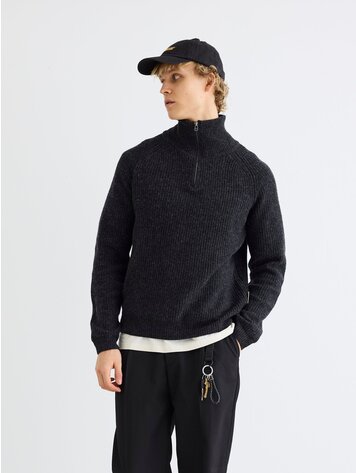 Woodbird Lass Wool Half-Zip 'Black'