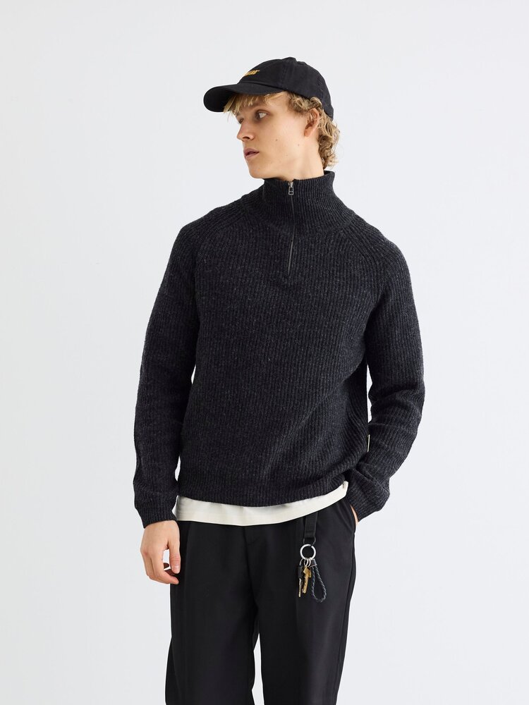 Woodbird Lass Wool Half-Zip 'Black'