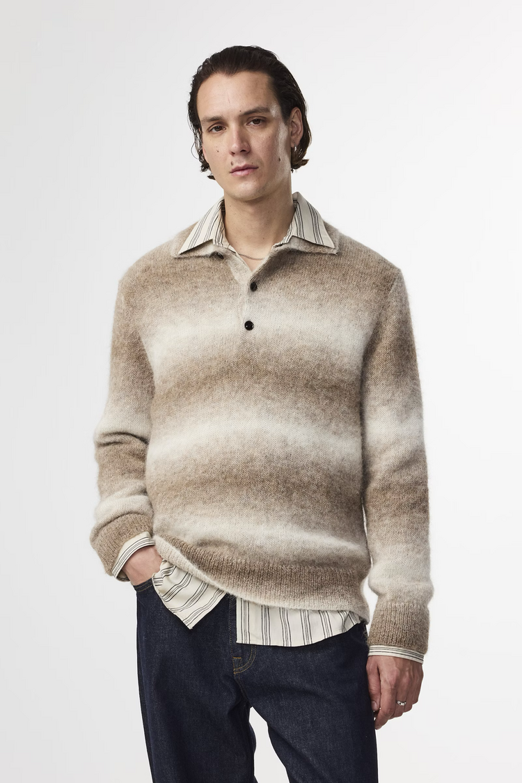 No Nationality 07 Alfie 6656 Knitted Polo 'Light Camel'