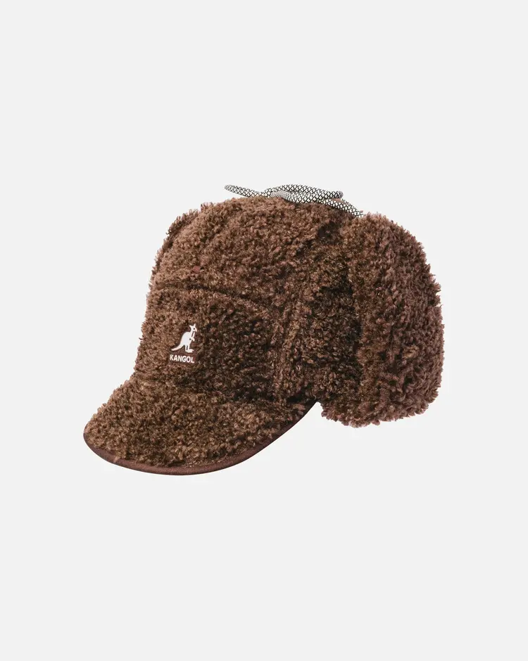 Kangol Faux Shearling Utility Flap 'Brown'