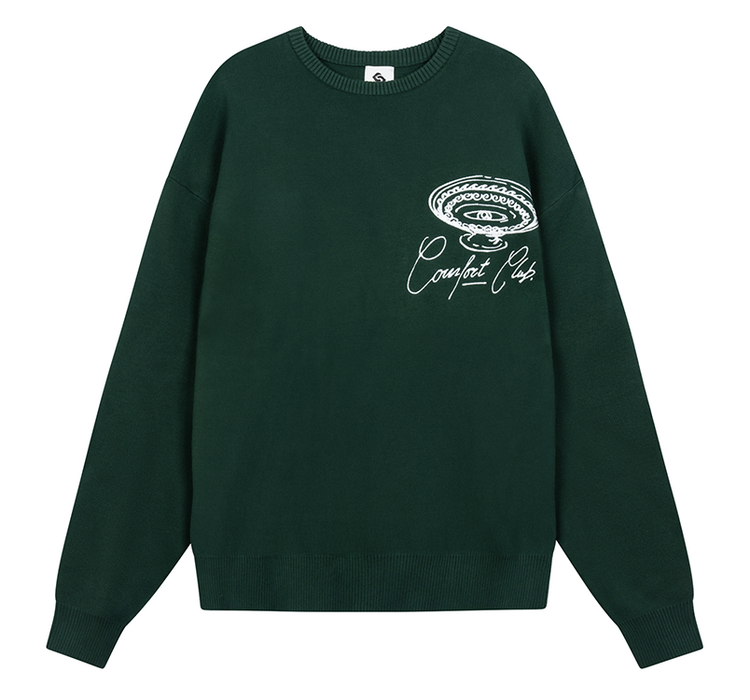 Comfort Club Meander Knit Crewneck 'Rain Forest'