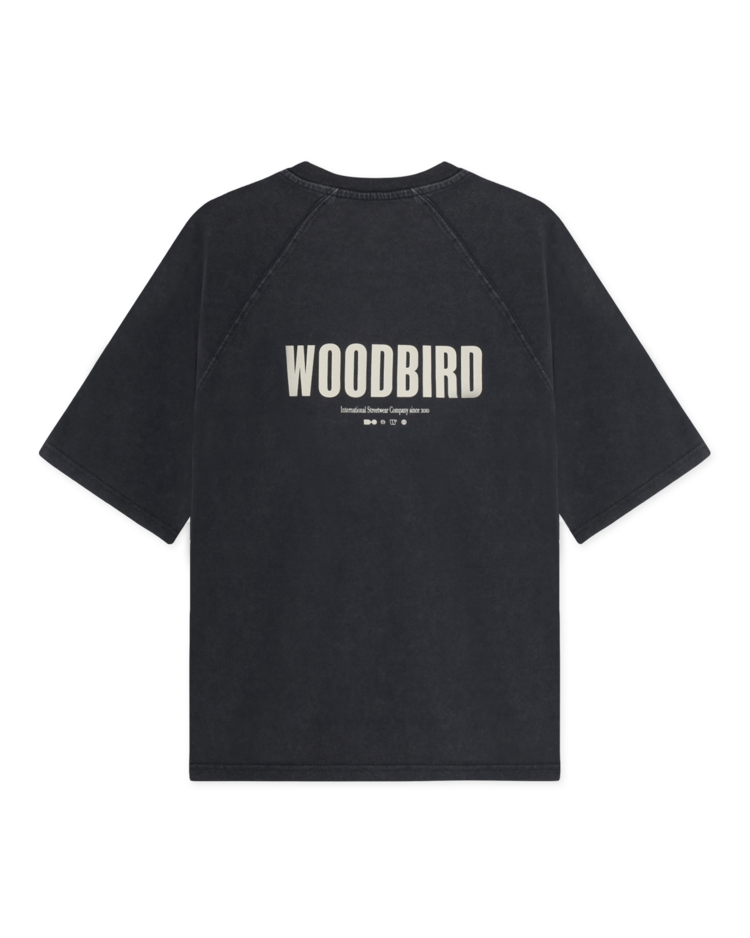 Woodbird Blake Washed Logo T-Shirt 'Black'