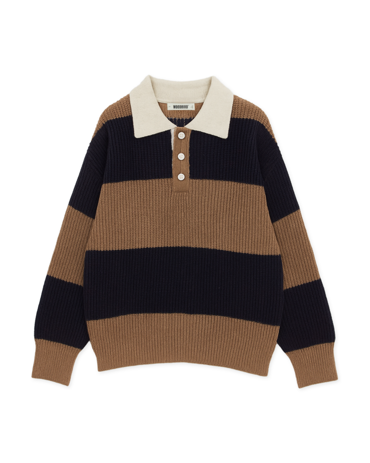Woodbird Lotu Striped Polo 'Navy Striped'