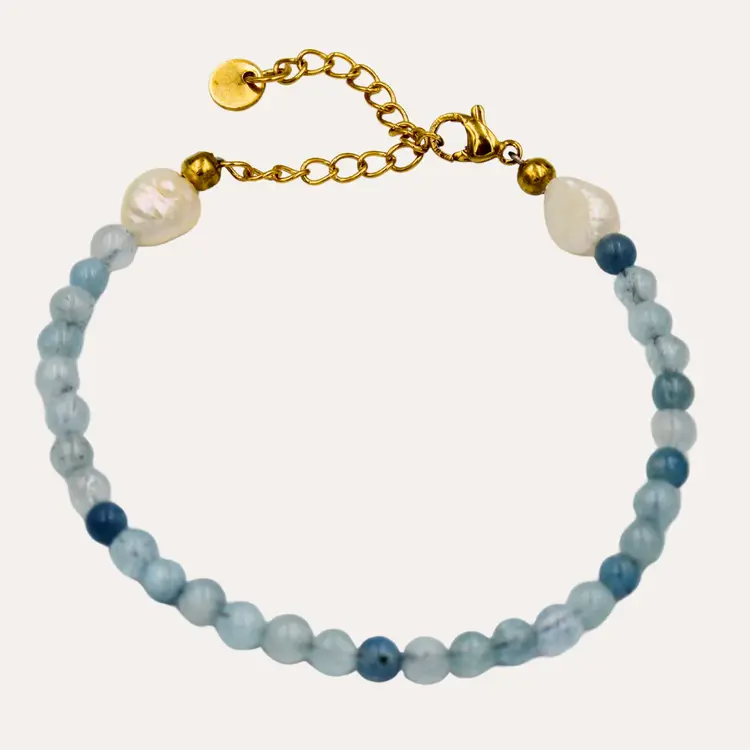 Monochromatic Aquamarine Gold Bracelet 'Blue'