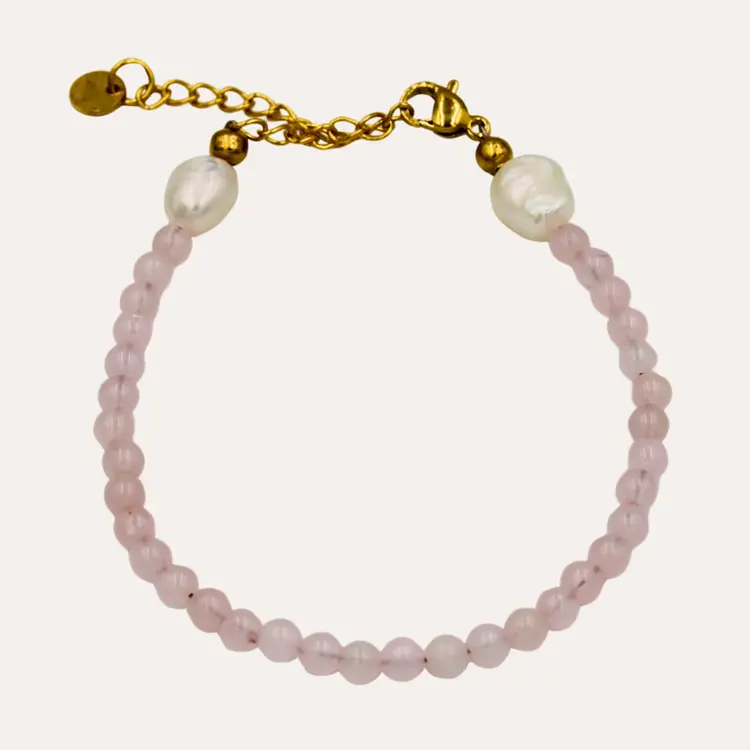 Monochromatic Rosequarts Gold Bracelet 'Pink'