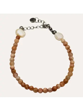 Monochromatic Moonstone Silver Bracelet 'Orange'