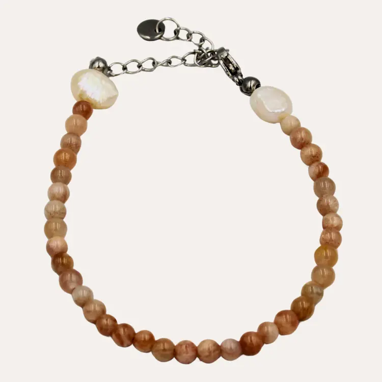 Monochromatic Moonstone Silver Bracelet 'Orange'