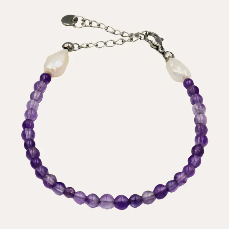 Monochromatic Amethyst Silver Bracelet 'Purple'