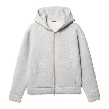 Woodbird Fuij Scuba Zip Hoodie 'Light Grey Melange'
