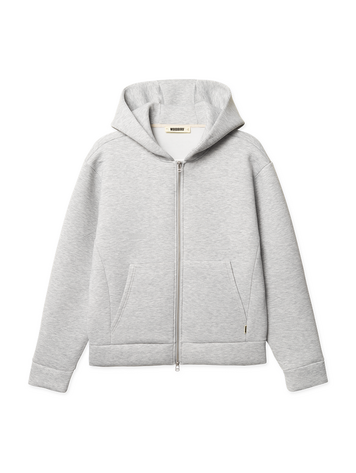 Woodbird Fuij Scuba Zip Hoodie 'Light Grey Melange'