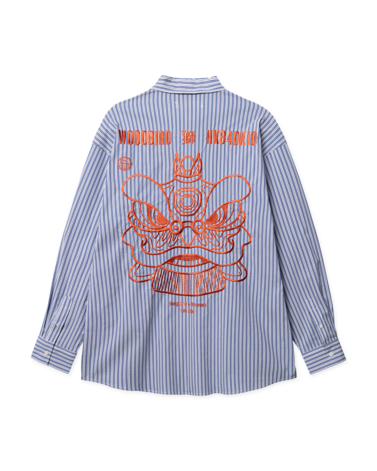 Woodbird Brooks Lion Shirt 'Light Blue'