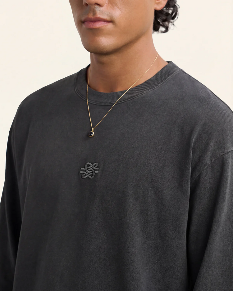 Filling Pieces Longsleeve Boxy Embroidered 'Vintage Black'