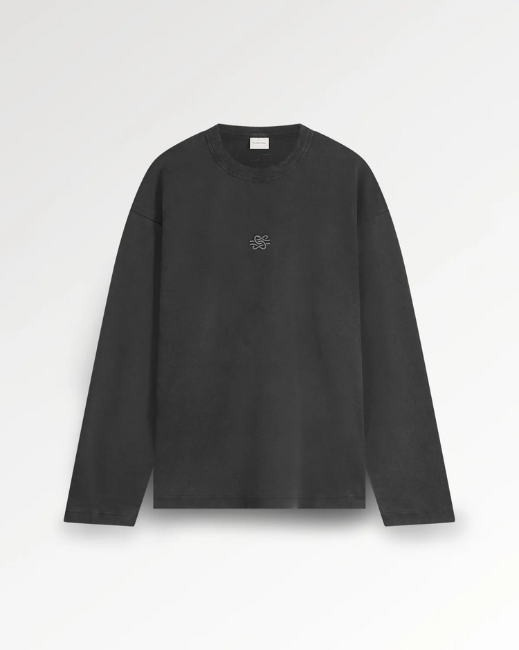 Filling Pieces Longsleeve Boxy Embroidered 'Vintage Black'