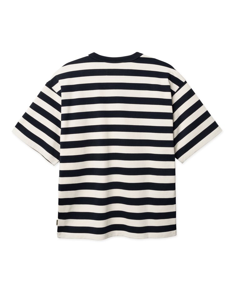 Woodbird Beam Stripe T-Shirt 'Dark Navy'