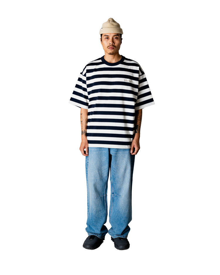 Woodbird Beam Stripe T-Shirt 'Dark Navy'