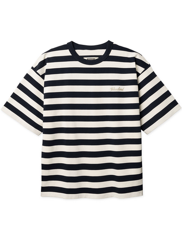 Woodbird Beam Stripe T-Shirt 'Dark Navy'