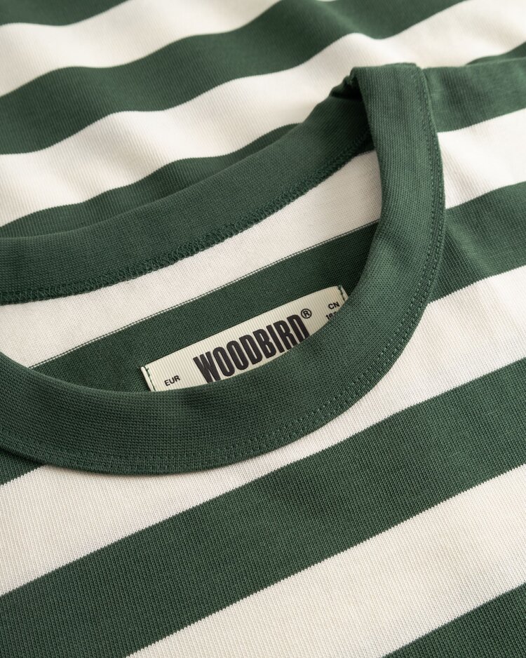 Woodbird Beam Stripe T-Shirt 'Pine Green'