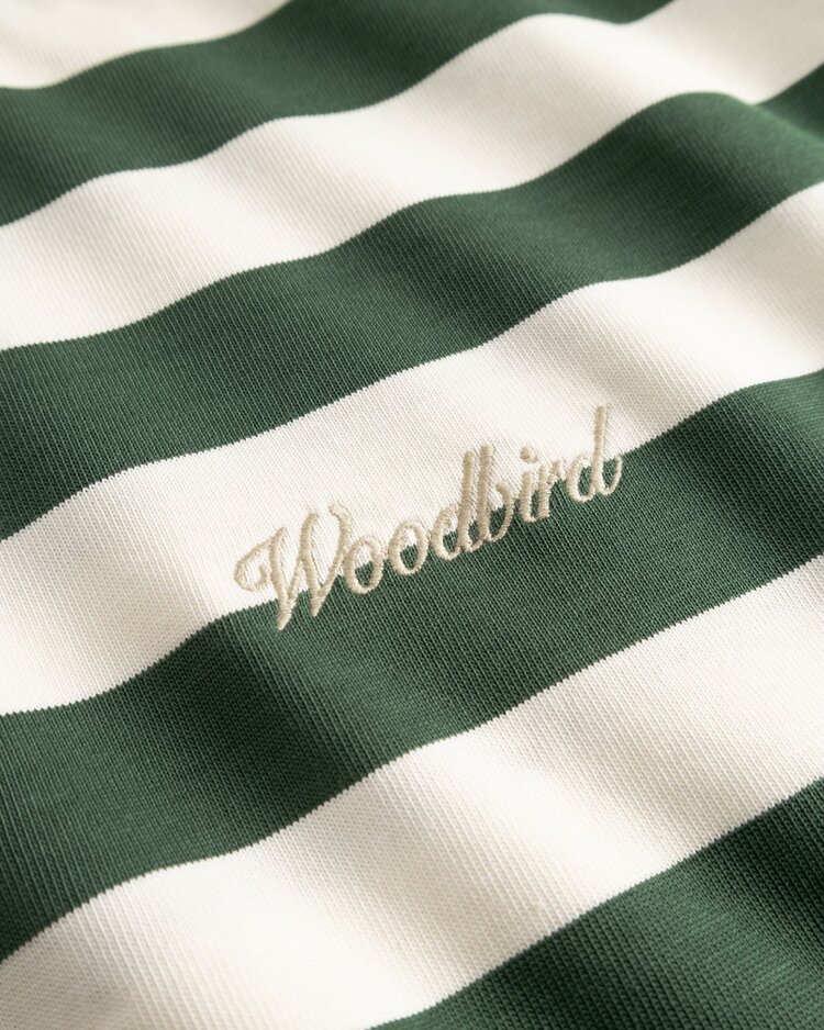 Woodbird Beam Stripe T-Shirt 'Pine Green'