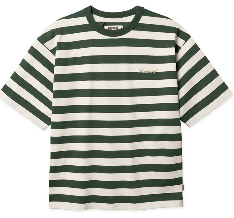 Woodbird Beam Stripe T-Shirt 'Pine Green'