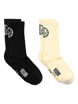 Woodbird Tennis Stamp Socks 2-Pack 'Yellow-Black'