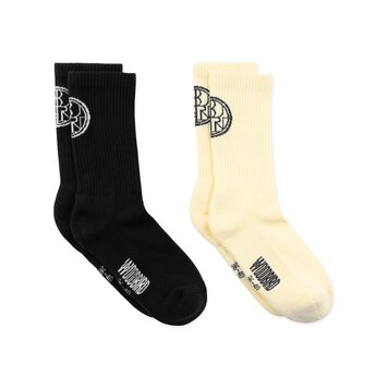 Woodbird Tennis Stamp Socks 2-Pack 'Yellow-Black'