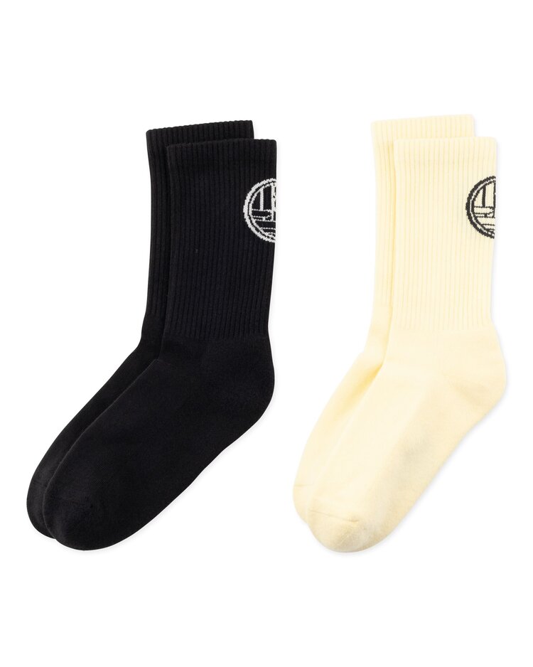 Woodbird Tennis Stamp Socks 2-Pack 'Yellow-Black'