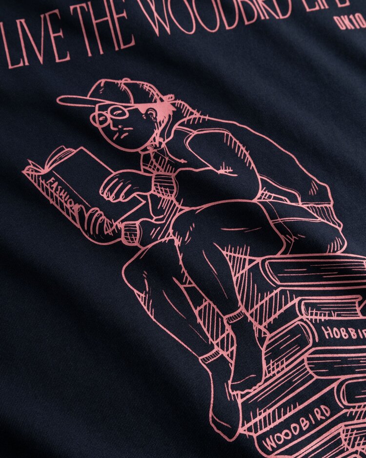 Woodbird Beam Book T-Shirt 'Dark Navy'