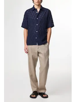 No Nationality 07 Freddy 5025 Fil-Coupé Jacquard Shirt 'Navy Blue'