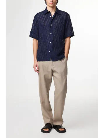 No Nationality 07 Freddy 5025 Fil-Coupé Jacquard Shirt 'Navy Blue'