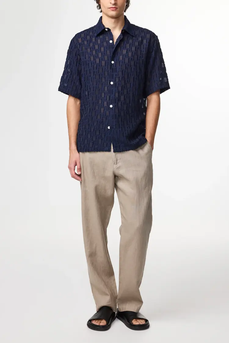 No Nationality 07 Freddy 5025 Fil-Coupé Jacquard Shirt 'Navy Blue'