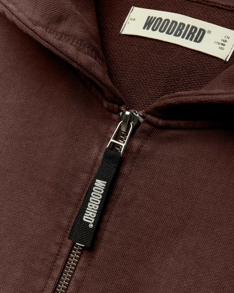 Woodbird Pacs Warp Acid Zip Hoodie 'Washed Brown'
