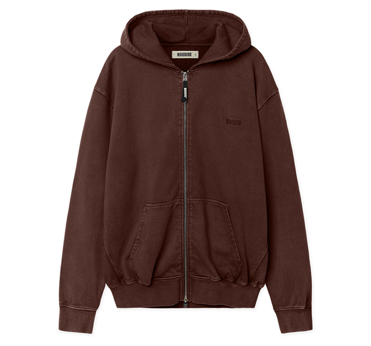 Woodbird Pacs Warp Acid Zip Hoodie 'Washed Brown'
