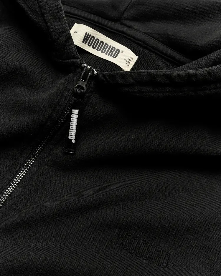 Woodbird Pacs Warp Acid Zip Hoodie 'Washed Black'