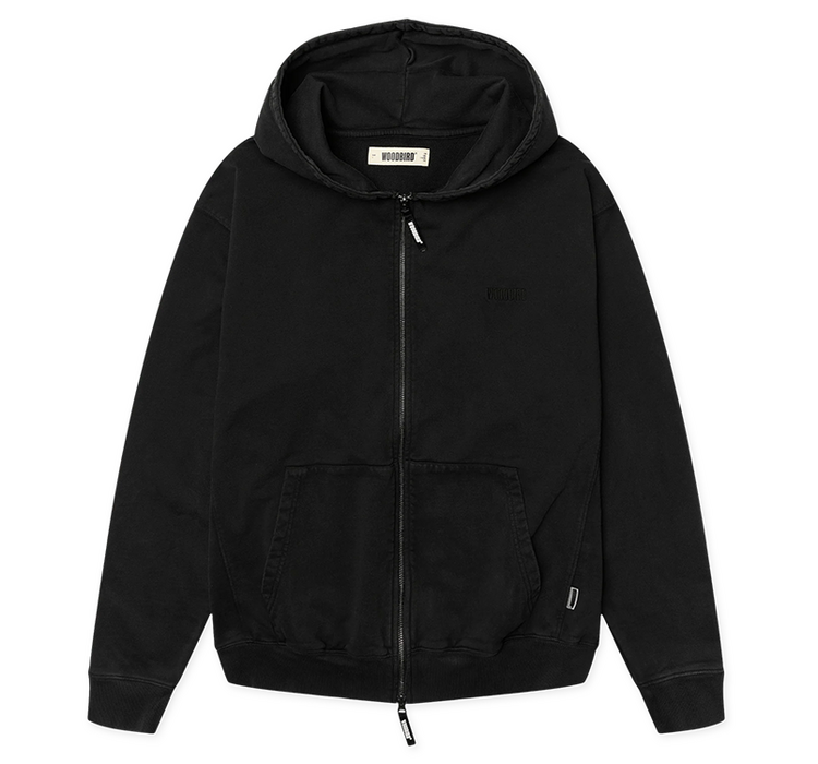 Woodbird Pacs Warp Acid Zip Hoodie 'Washed Black'