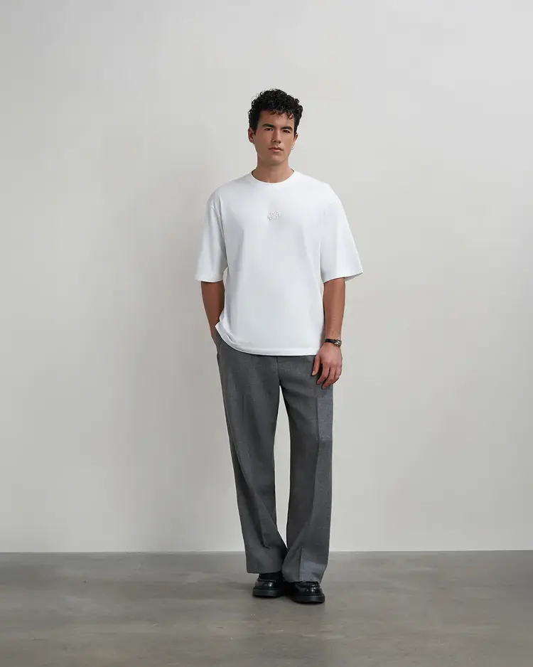 Filling Pieces T-Shirt Boxy Embroidered 'White'