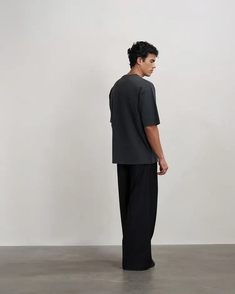 Filling Pieces T-Shirt Boxy Embroidered 'Vintage Black'
