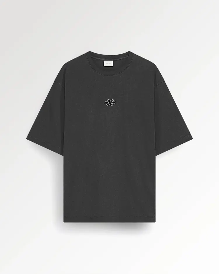 Filling Pieces T-Shirt Boxy Embroidered 'Vintage Black'