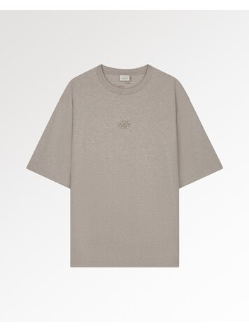 Filling Pieces T-Shirt Boxy Embroidered Melange 'Pure'