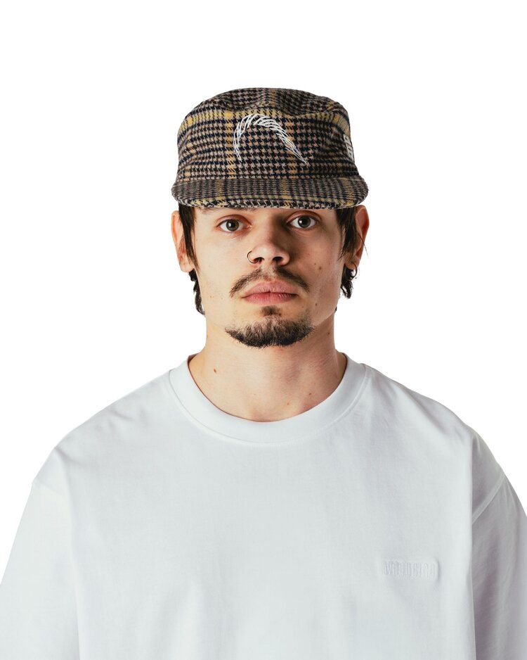 Woodbird Yin Check Pillbox Cap 'Sand-Yellow'