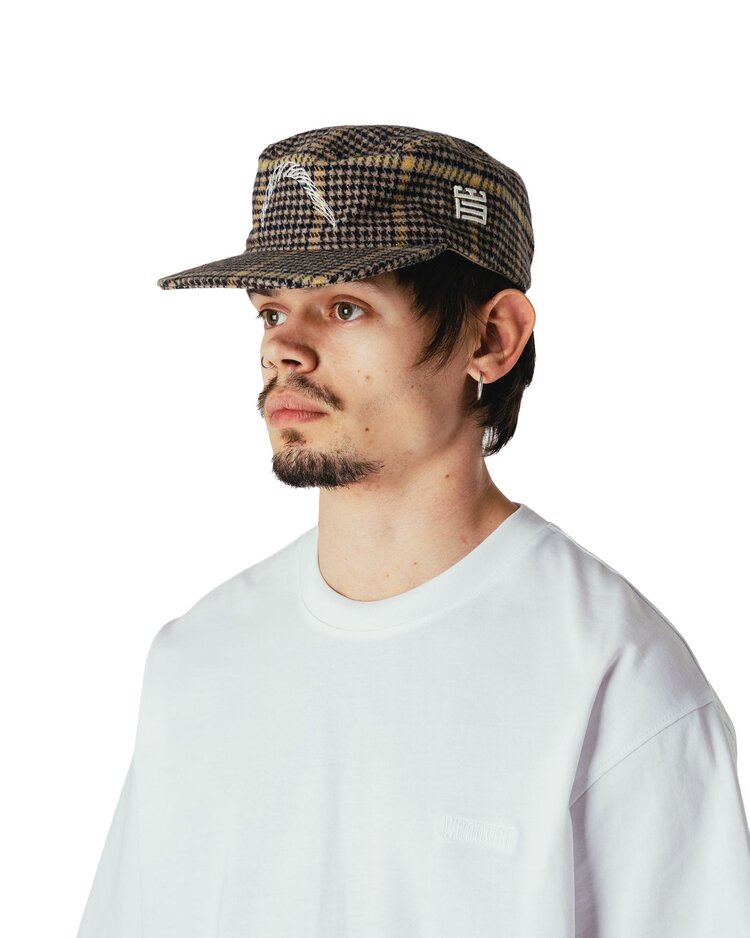 Woodbird Yin Check Pillbox Cap 'Sand-Yellow'