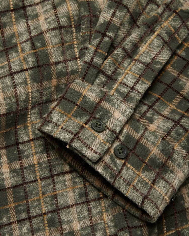 Woodbird Jong Wash Check Shirt 'Honey Dark Olive'