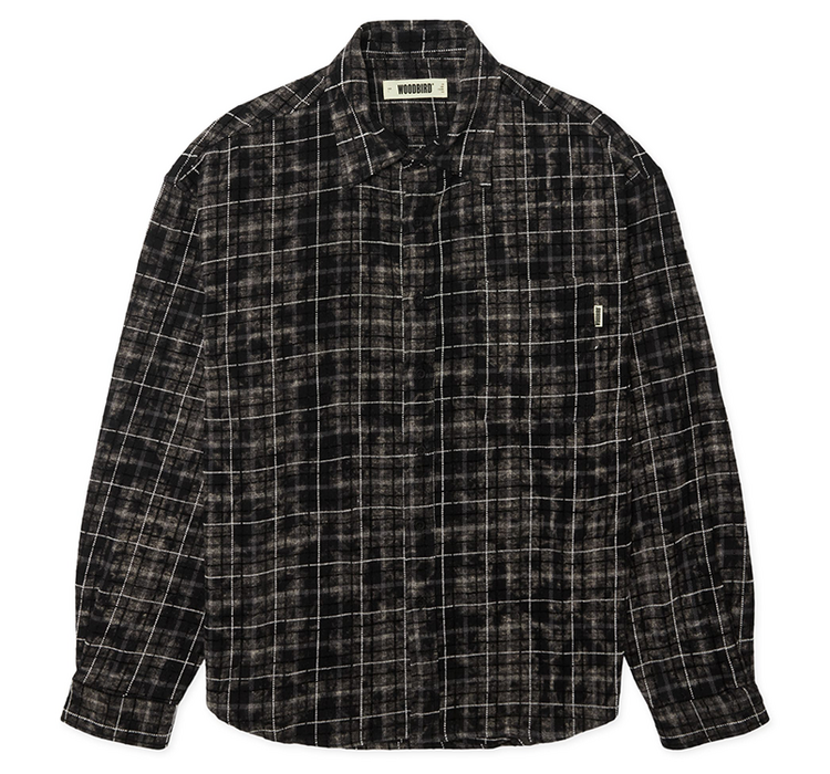 Woodbird Jong Wash Check Shirt 'Black White'