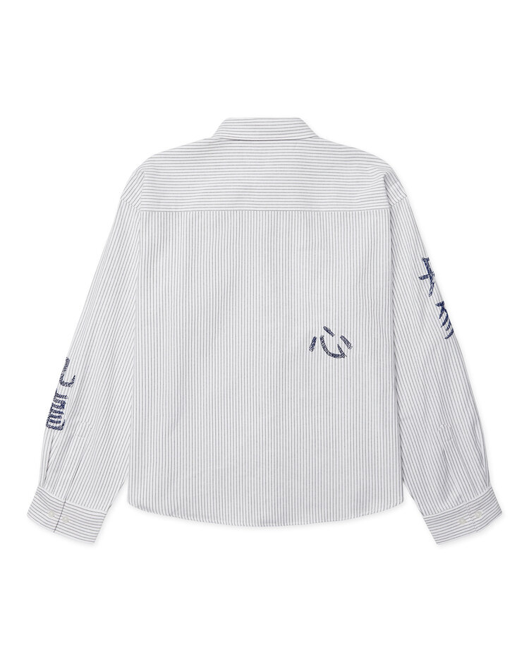 Woodbird Xing Ox Writing Shirt 'White Navy'