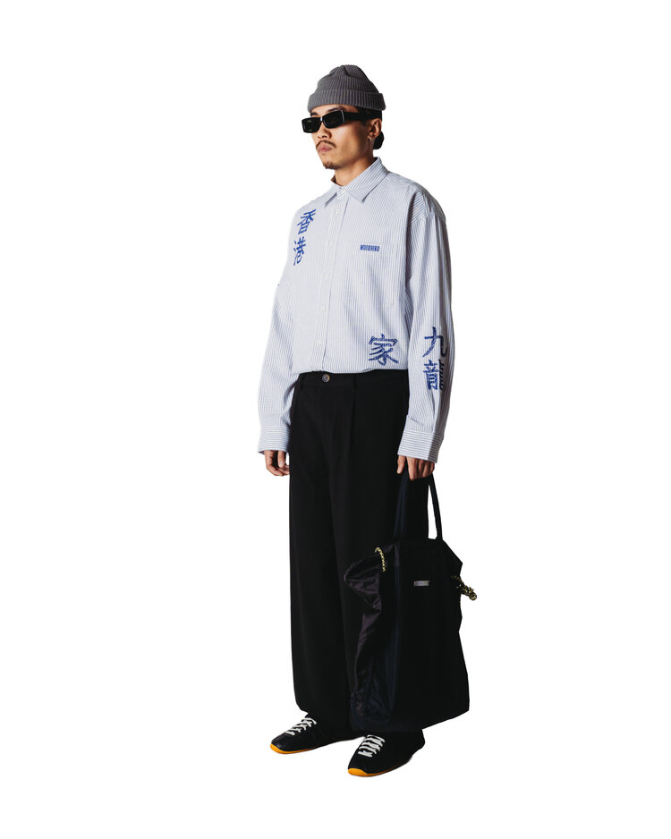 Woodbird Xing Ox Writing Shirt 'White Navy'