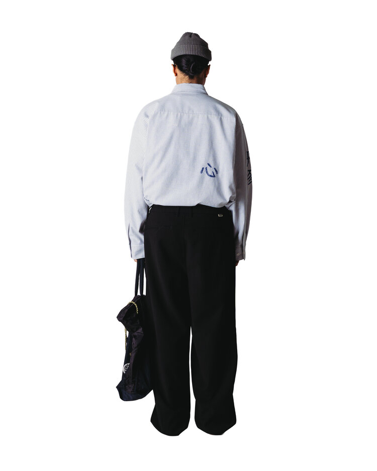 Woodbird Xing Ox Writing Shirt 'White Navy'